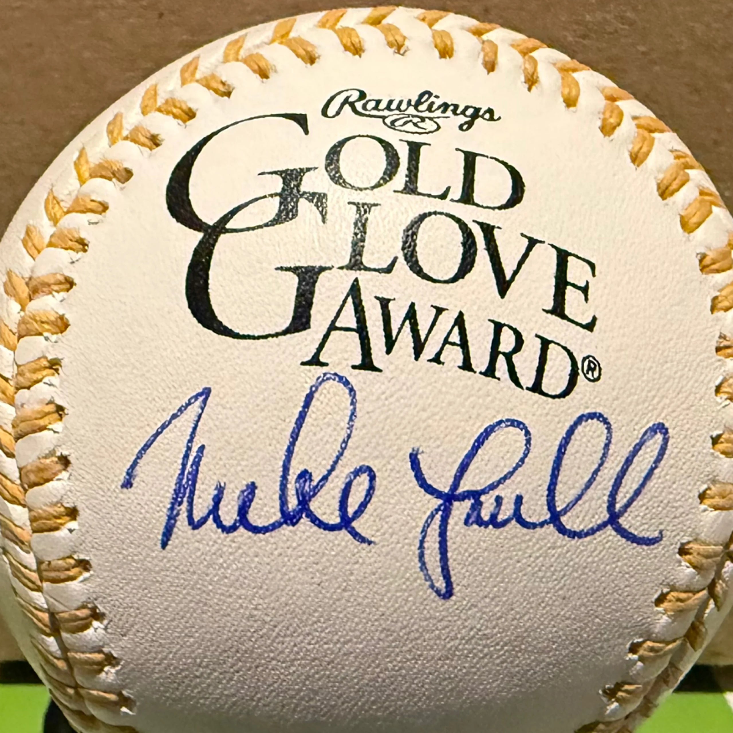 Mike Lowell Gold Glove Autographed Baseball (JSA)